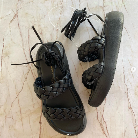 Sandalias Trenza Negro Lace-Up